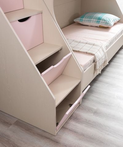 Двуетажно легло за матрак 90/200 см BIANCO PINK
